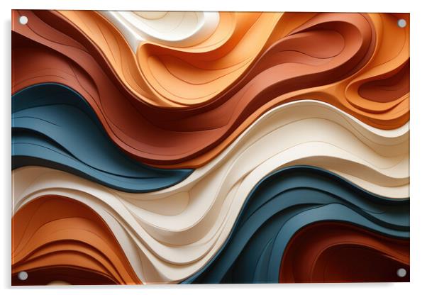 Harmony of Curves Smooth curves in earthy shades - abstract back Acrylic by Erik Lattwein