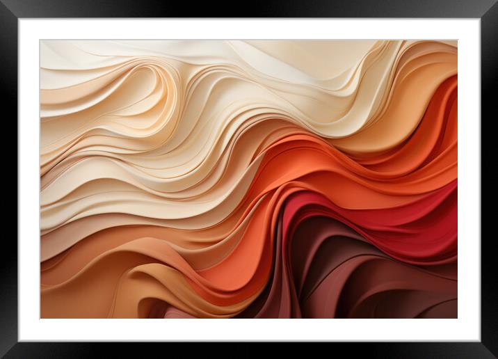 Harmony of Curves Smooth curves in earthy shades - abstract back Framed Mounted Print by Erik Lattwein