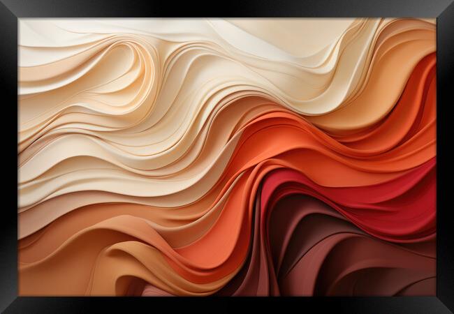 Harmony of Curves Smooth curves in earthy shades - abstract back Framed Print by Erik Lattwein