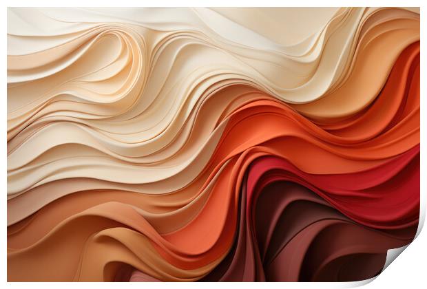 Harmony of Curves Smooth curves in earthy shades - abstract back Print by Erik Lattwein