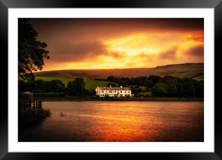 Sunrise behind The Wine Press - Hollingworth Lake Framed Mounted Print by DAVID FRANCIS