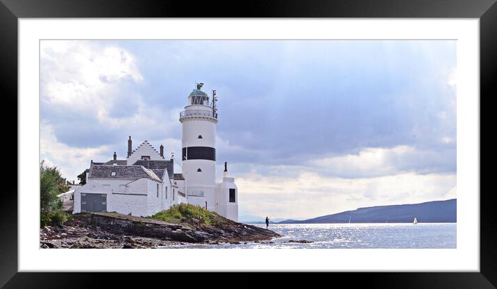 Lone fisherman under the Cloch lighthouse Framed Mounted Print by Allan Durward Photography