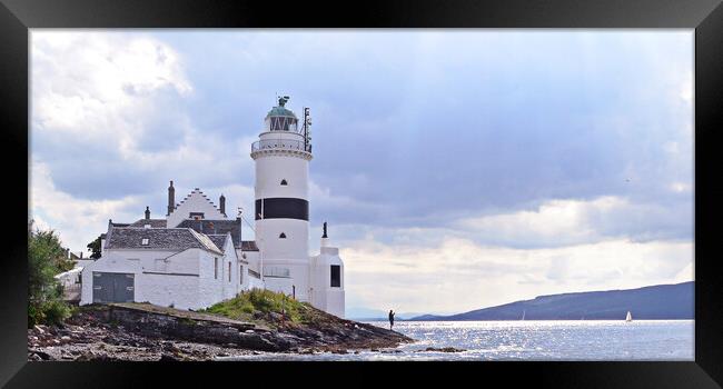 Lone fisherman under the Cloch lighthouse Framed Print by Allan Durward Photography
