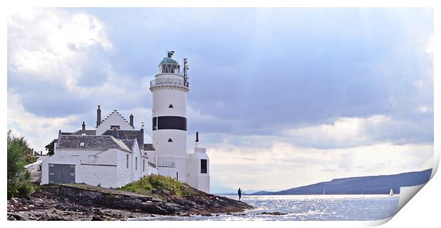 Lone fisherman under the Cloch lighthouse Print by Allan Durward Photography