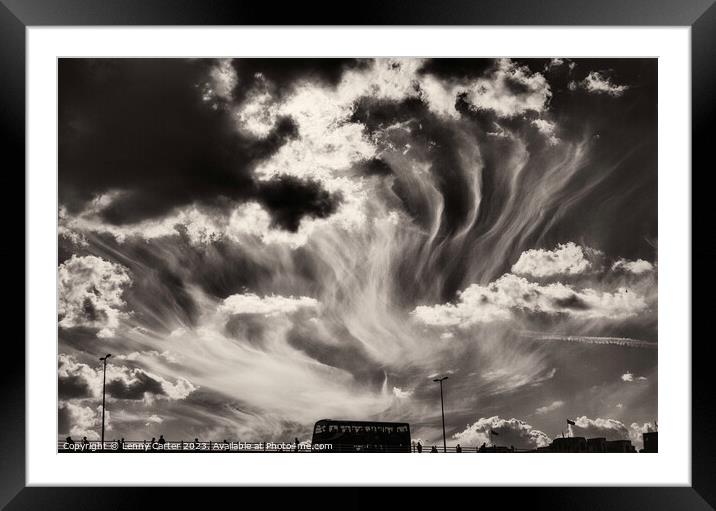 Sky Wisps, over a Double Decker Framed Mounted Print by Lenny Carter
