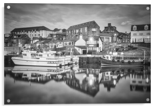 Seahouses Black and White Acrylic by Tim Hill