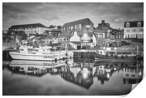 Seahouses Black and White Print by Tim Hill
