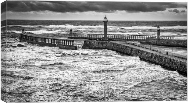 Whitby Seascape Black and White Canvas Print by Tim Hill