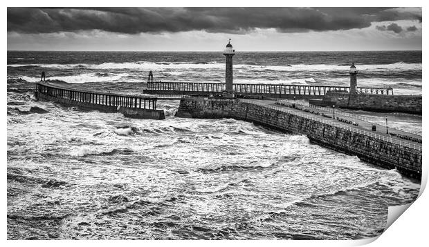 Whitby Seascape Black and White Print by Tim Hill