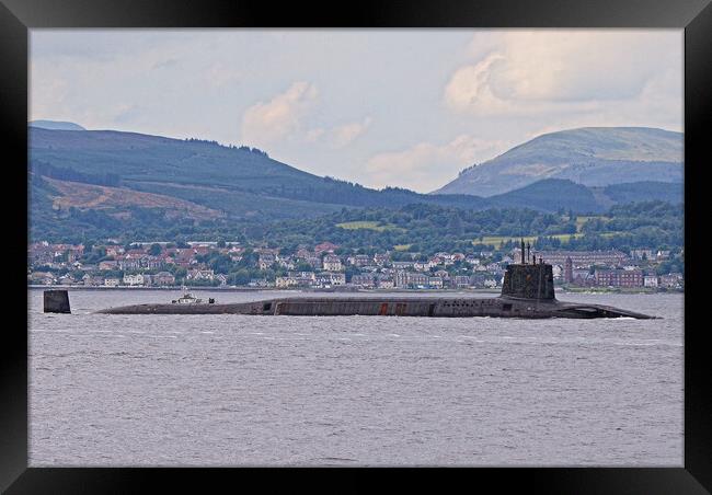 A Royal Navy submarine passing Dunoon Framed Print by Allan Durward Photography