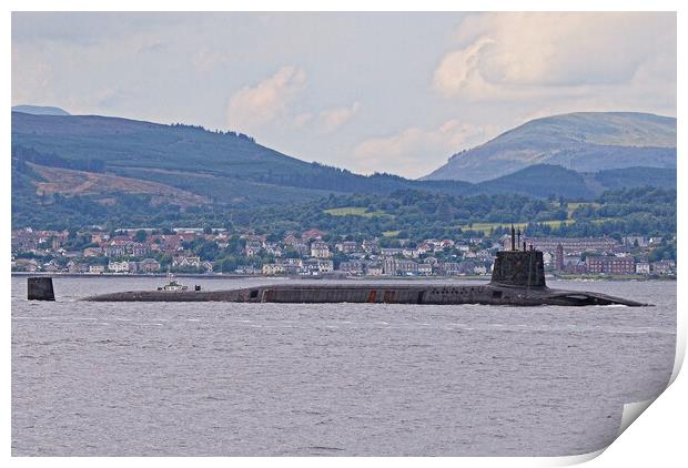 A Royal Navy submarine passing Dunoon Print by Allan Durward Photography