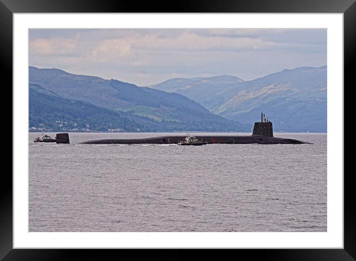 Royal Navy submarine being escorted to Faslane Framed Mounted Print by Allan Durward Photography