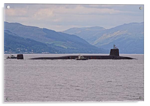 Royal Navy submarine being escorted to Faslane Acrylic by Allan Durward Photography