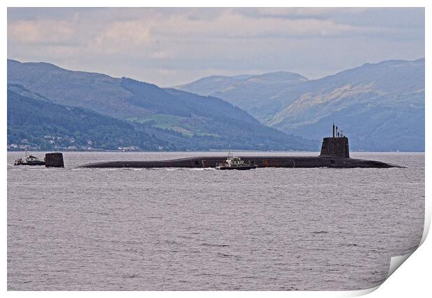 Royal Navy submarine being escorted to Faslane Print by Allan Durward Photography