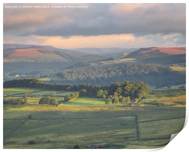 Bamford Edge & Win Hill in Summer, Peak District, Derbyshire, UK Print by Steven Nokes