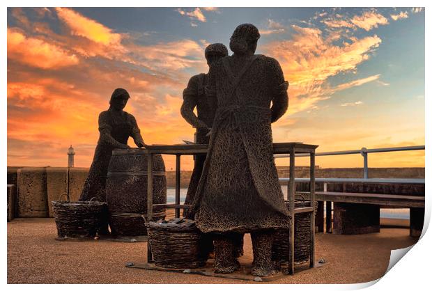 Whitby Herring Girls Print by Tim Hill