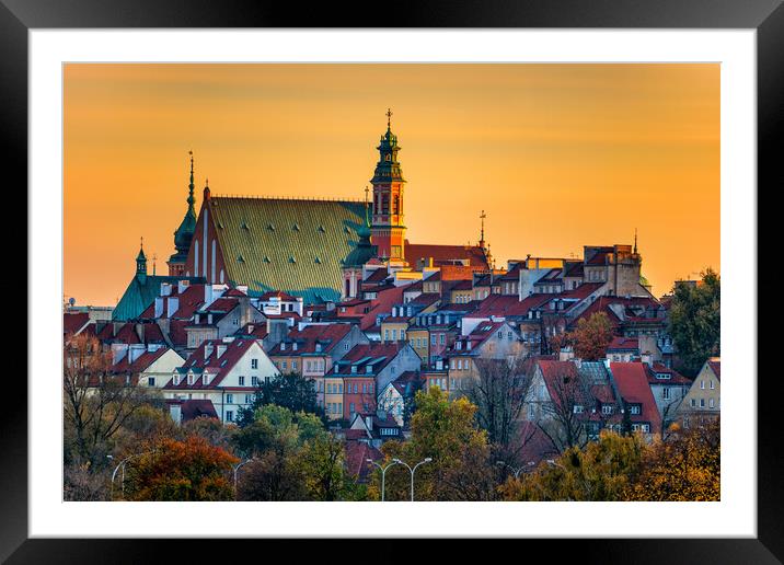 Sunset At Warsaw Old Town In Poland Framed Mounted Print by Artur Bogacki