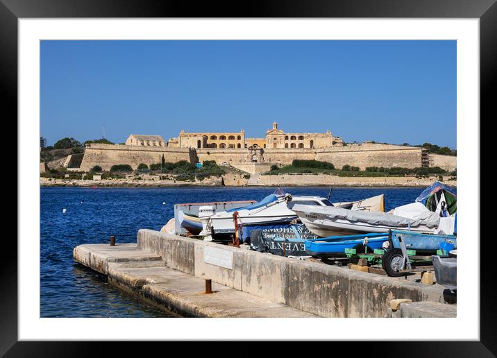 Fort Manoel In Malta From Valletta Waterfront Framed Mounted Print by Artur Bogacki