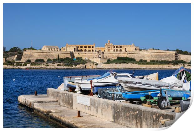 Fort Manoel In Malta From Valletta Waterfront Print by Artur Bogacki