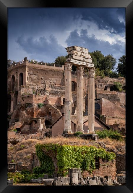 Temple of Castor and Pollux at Roman Forum Framed Print by Artur Bogacki