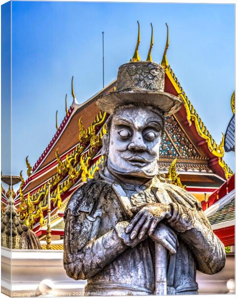 Marco Polo Guardian Wat Pho Temple Bangkok Thailand Canvas Print by William Perry