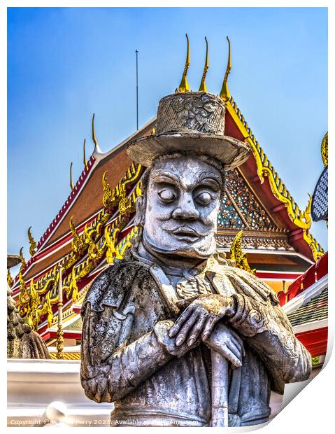 Marco Polo Guardian Wat Pho Temple Bangkok Thailand Print by William Perry