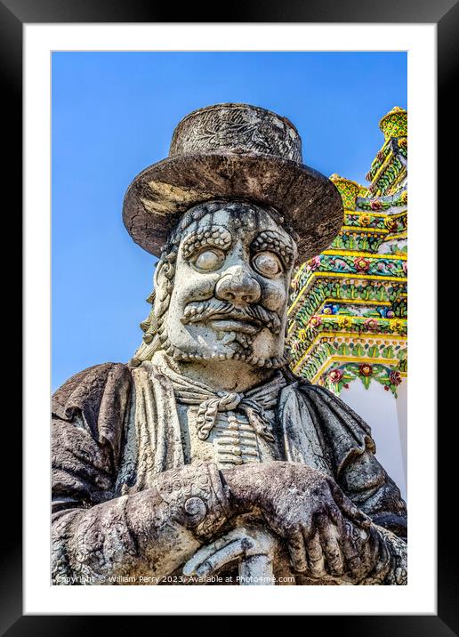Marco Polo Guardian Wat Pho Temple Bangkok Thailand Framed Mounted Print by William Perry