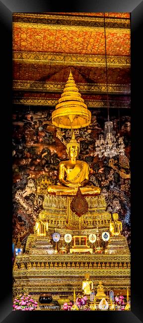 Golden Buddha Ordination Hall Wat Pho Bangkok Thailand Framed Print by William Perry