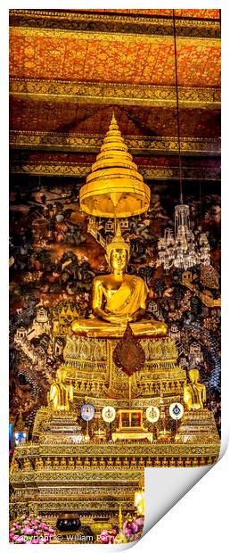 Golden Buddha Ordination Hall Wat Pho Bangkok Thailand Print by William Perry