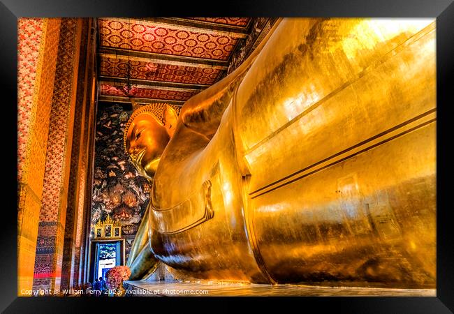  Reclining Buddha Front Wat Pho Bangkok Thailand Framed Print by William Perry