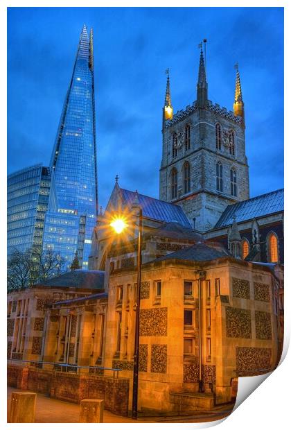 London The Shard and Southwark Cathedral  Print by Darren Galpin