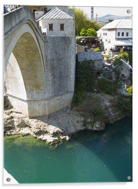 Old bridge in Mostar city Acrylic by radoslav rundic