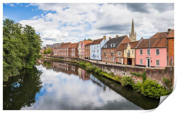 Colourful houses along the River Wensum Print by Jason Wells