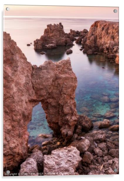 Coastal Archway Menorca Spain Acrylic by Craig Yates