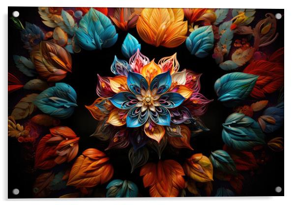 Kaleidoscopic Marvels Intricate symmetrical patterns - abstract  Acrylic by Erik Lattwein