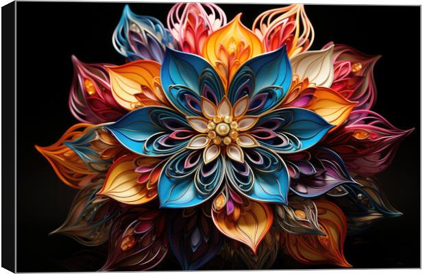 Kaleidoscopic Marvels Intricate symmetrical patterns - abstract  Canvas Print by Erik Lattwein