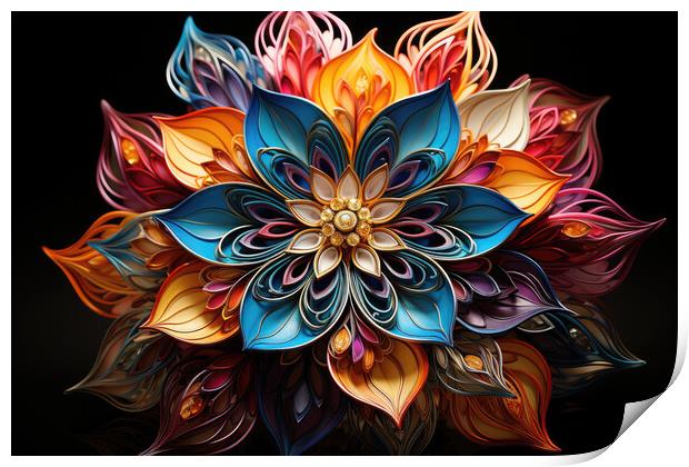 Kaleidoscopic Marvels Intricate symmetrical patterns - abstract  Print by Erik Lattwein