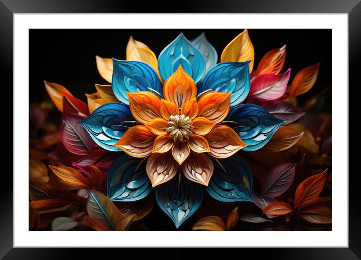 Kaleidoscopic Marvels Intricate symmetrical patterns - abstract  Framed Mounted Print by Erik Lattwein