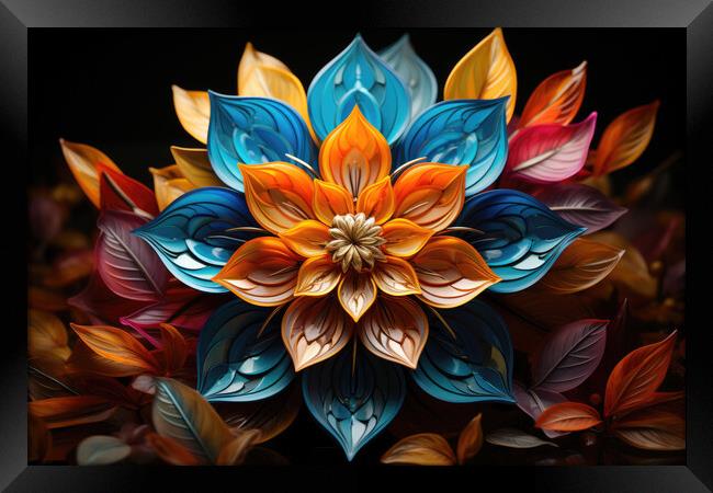 Kaleidoscopic Marvels Intricate symmetrical patterns - abstract  Framed Print by Erik Lattwein