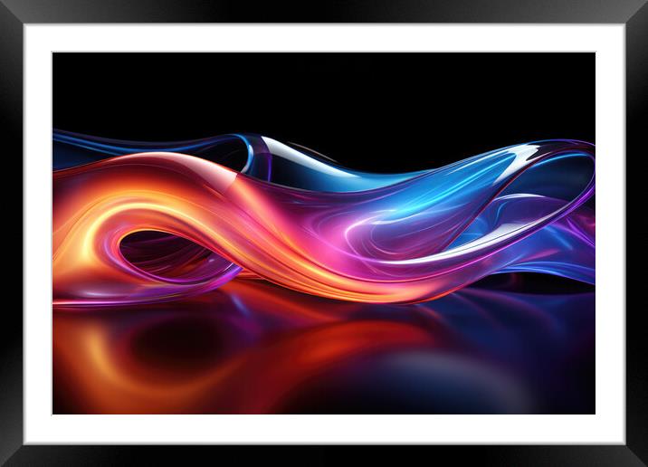 Neon Glow Abstraction Abstract design - abstract background comp Framed Mounted Print by Erik Lattwein