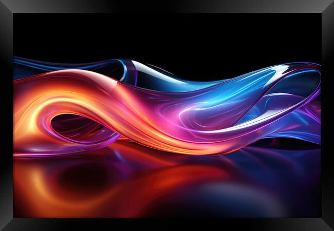 Neon Glow Abstraction Abstract design - abstract background comp Framed Print by Erik Lattwein