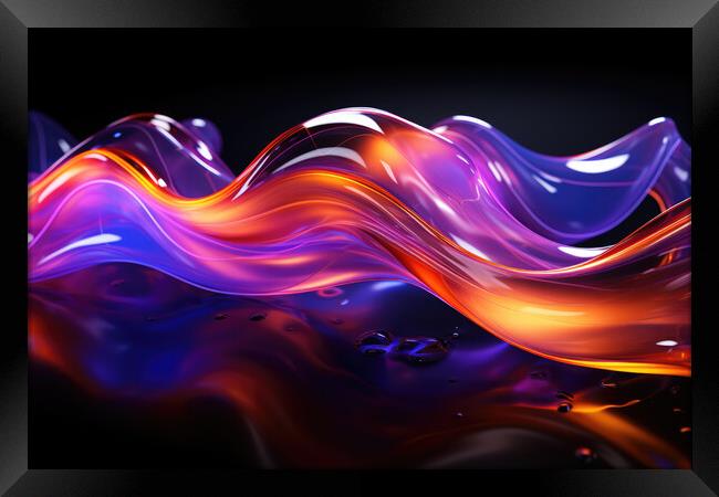 Neon Glow Abstraction Abstract design - abstract background comp Framed Print by Erik Lattwein