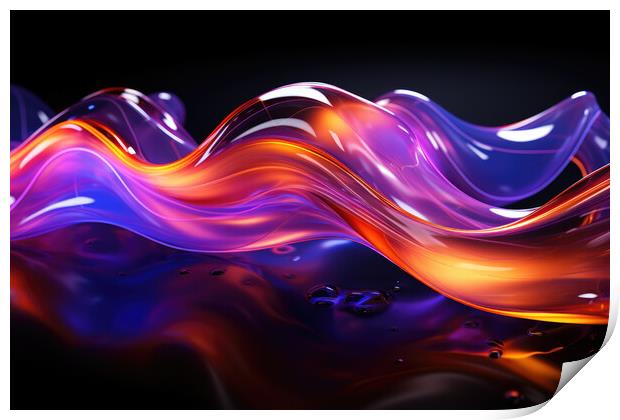 Neon Glow Abstraction Abstract design - abstract background comp Print by Erik Lattwein