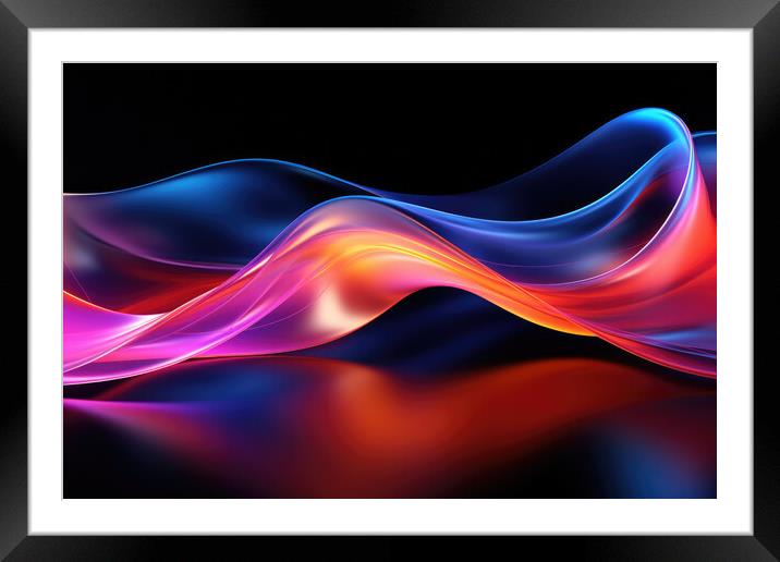Neon Glow Abstraction Abstract design - abstract background comp Framed Mounted Print by Erik Lattwein