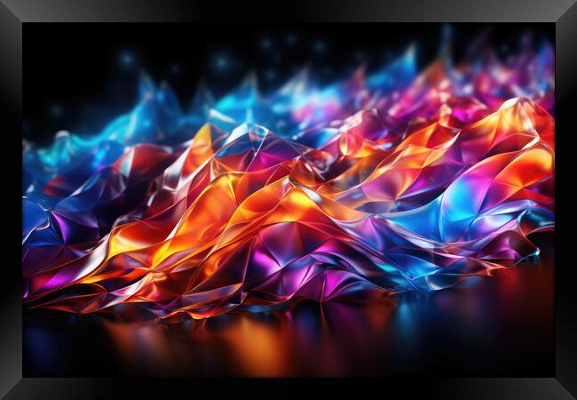 Neon Glow Euphoria Abstract design - abstract background composi Framed Print by Erik Lattwein