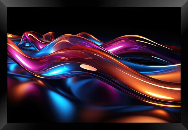 Neon Glow Euphoria Abstract design - abstract background composi Framed Print by Erik Lattwein
