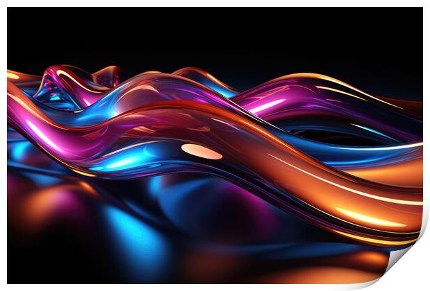 Neon Glow Euphoria Abstract design - abstract background composi Print by Erik Lattwein