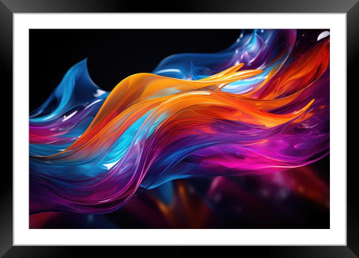 Neon Glow Euphoria Abstract design - abstract background composi Framed Mounted Print by Erik Lattwein