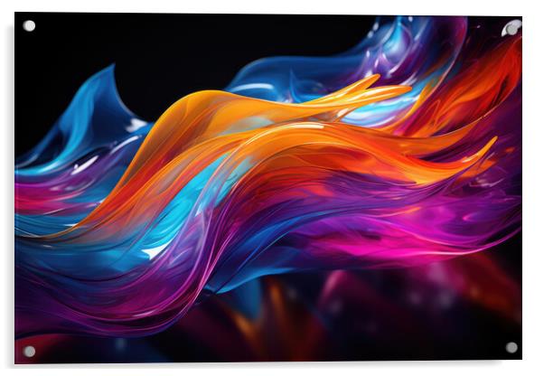 Neon Glow Euphoria Abstract design - abstract background composi Acrylic by Erik Lattwein