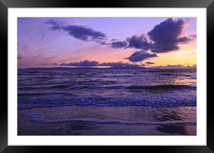 Arran at sunset, Prestwick beach Framed Mounted Print by Allan Durward Photography